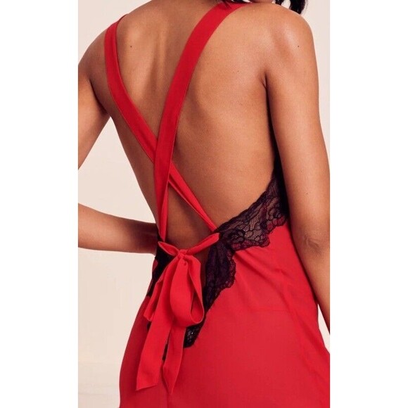Adore Me Lilith Babydoll Red With Black Lace Sash Tie Closure XL - Picture 2 of 5